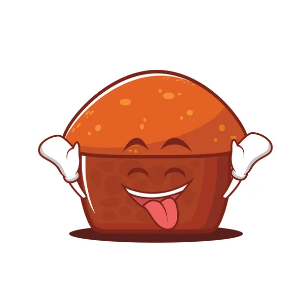Ecstatic face mushroom cake character — Stock Vector