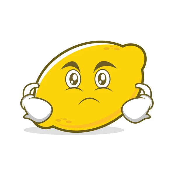 Ernstige gezicht citroen cartoon karakter — Stockvector