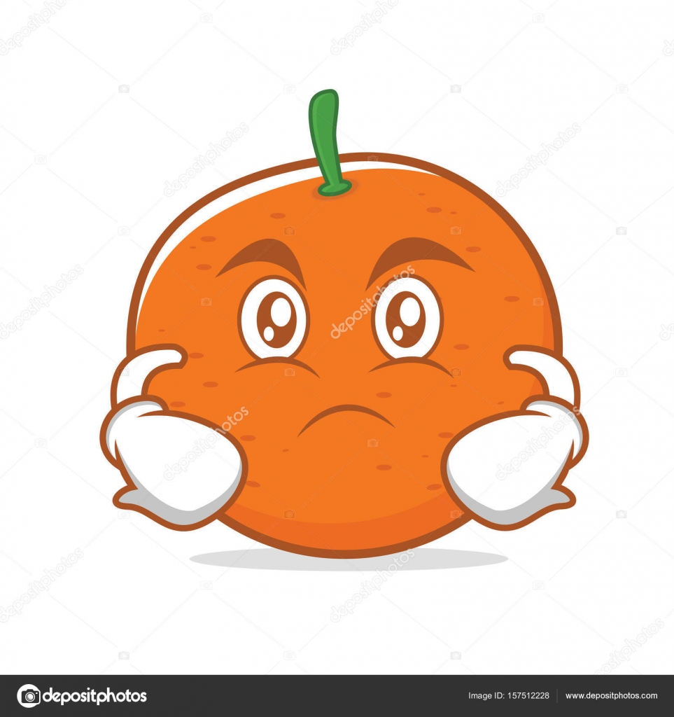 Serious face  orange  cartoon  character  Stock Vector 