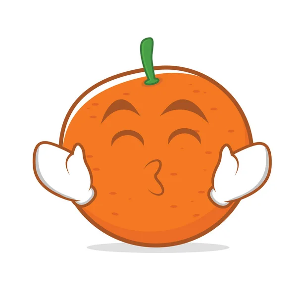 Mencium senyum mata karakter kartun oranye - Stok Vektor