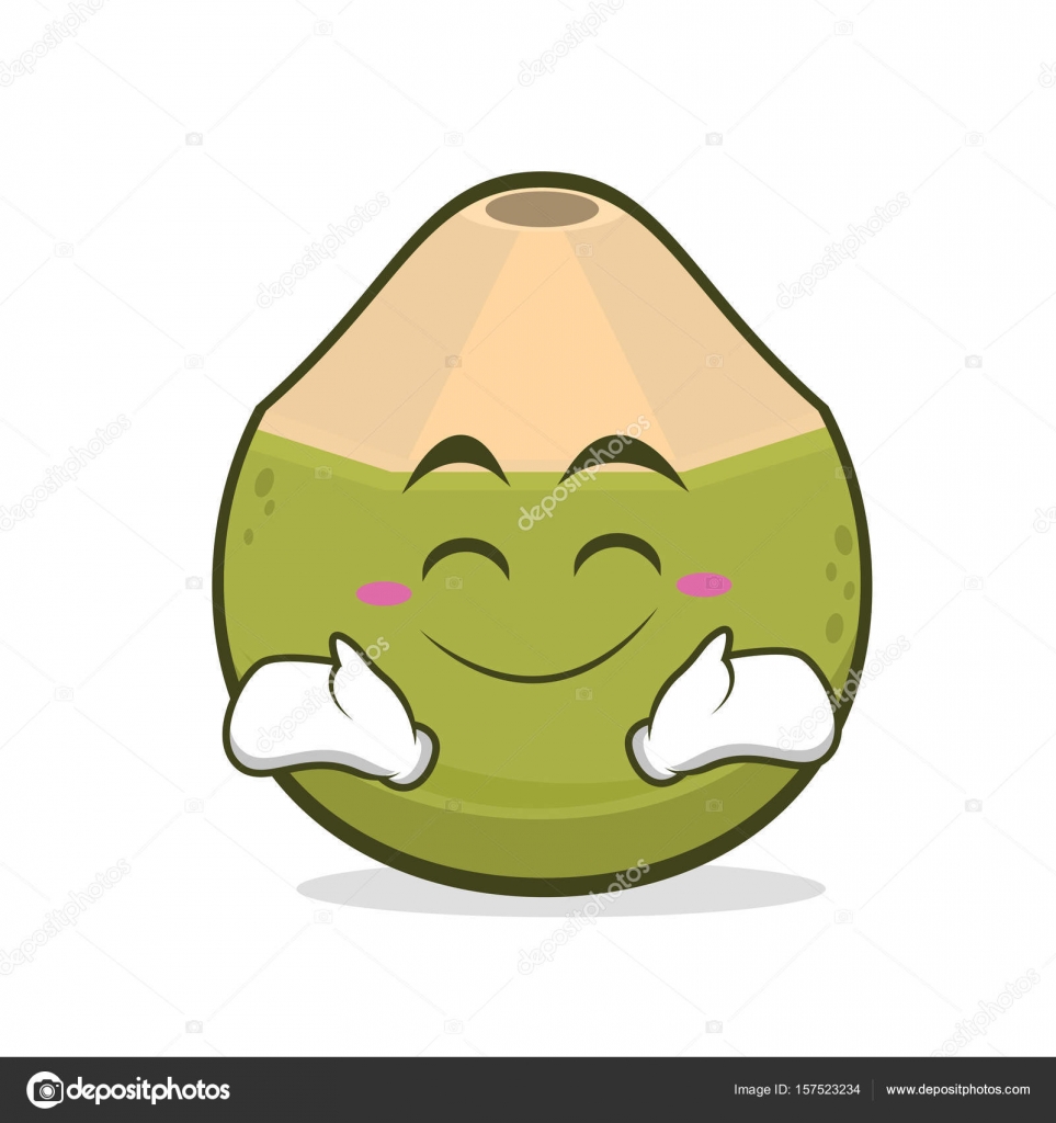 Happy green coconut cartoon character Stock Vector Image by ©kongvector  #157523234