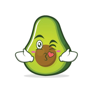 Kalp avokado çizgi film karakteri öpüşme