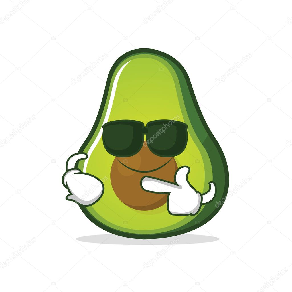 Super cool avocado cartoon character