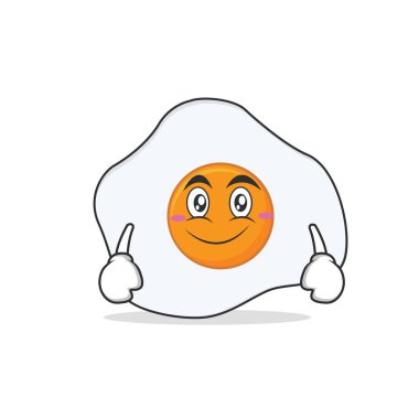 Yüzü kızarmış yumurta çizgi film karakteri gülümse