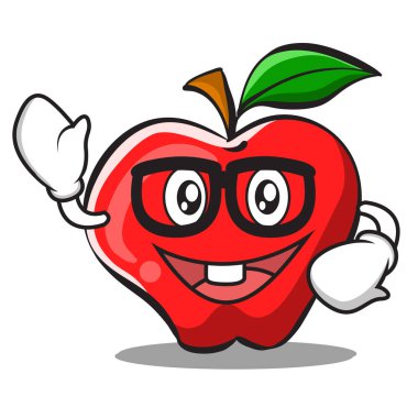 Geek yüz elma karikatür karakter tasarımı