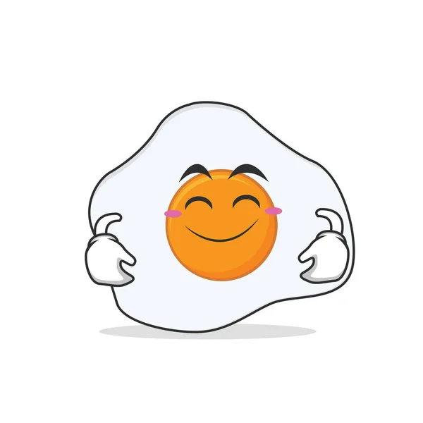Sevimli gülümseme kızarmış yumurta çizgi film karakteri — Stok Vektör