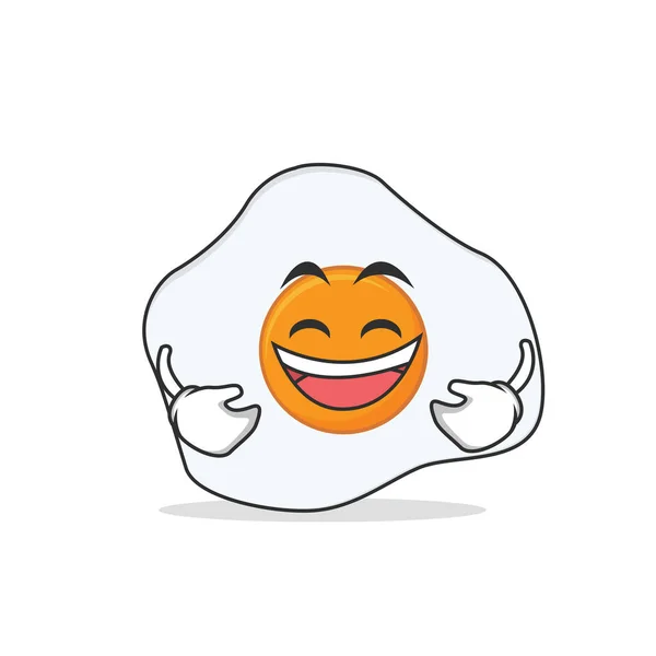 Karakter kartun telur goreng wajah tertawa - Stok Vektor