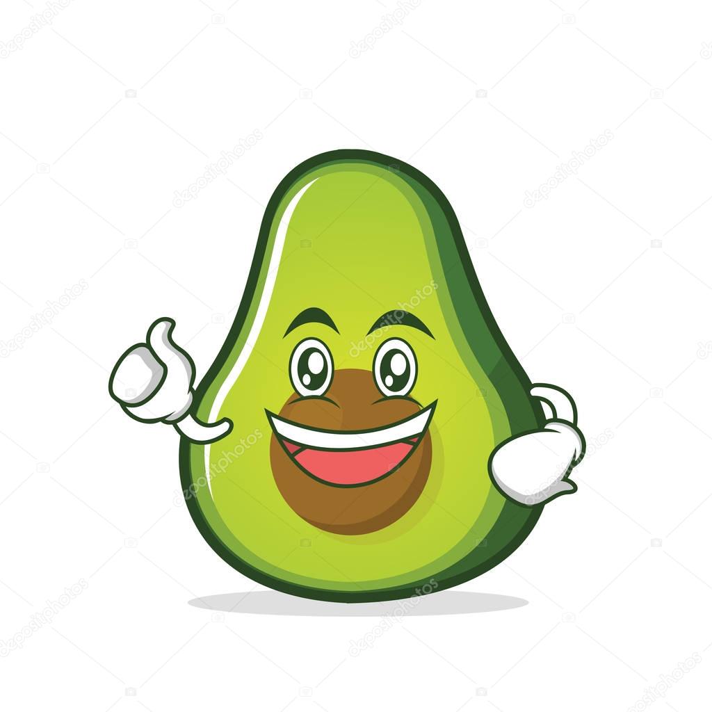 Enthusiastic face avocado cartoon character