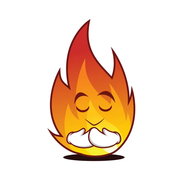 Berdoa gaya kartun karakter api - Stok Vektor