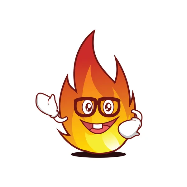 Geek personaje de fuego estilo de dibujos animados — Vector de stock