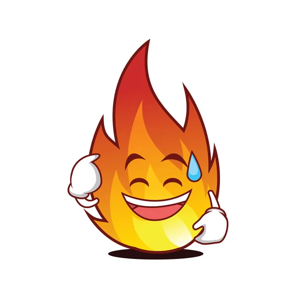 Sudor sonrisa fuego carácter dibujos animados estilo — Vector de stock