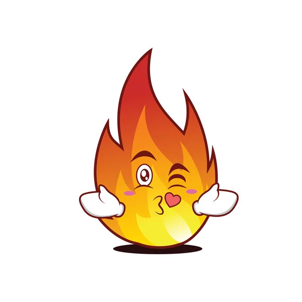 Besos corazón fuego carácter dibujos animados estilo — Vector de stock