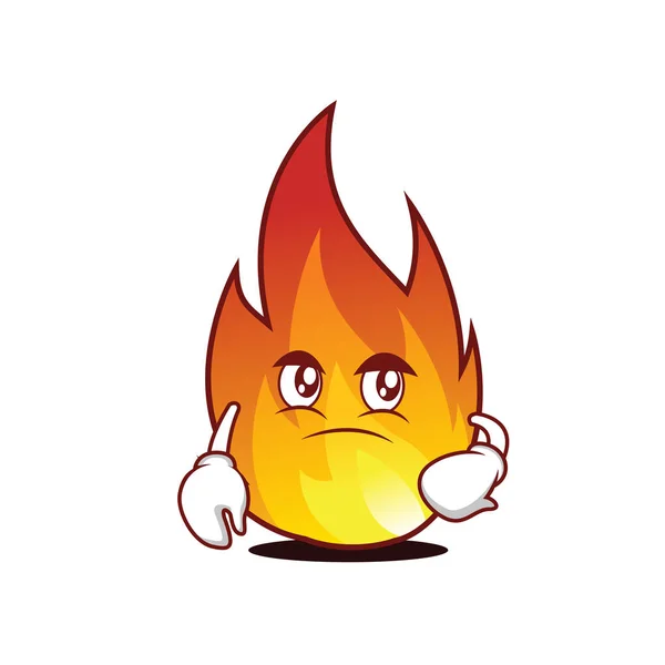 Confundido personaje de fuego estilo de dibujos animados — Vector de stock