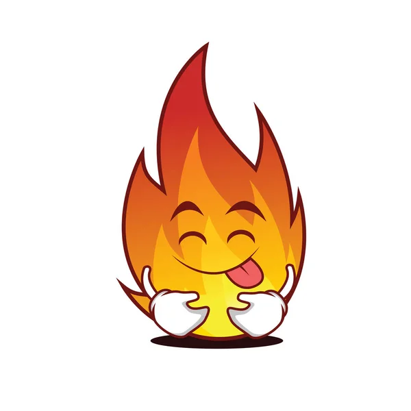 Tongue out fire character cartoon style — Stock Vector