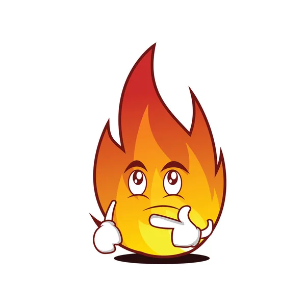 Pensando personaje de fuego estilo de dibujos animados — Vector de stock