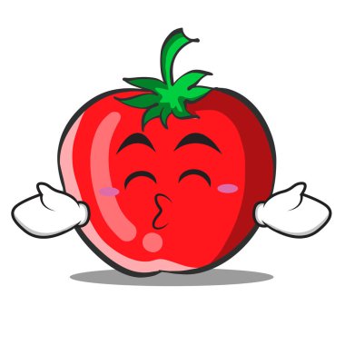 Öpüşme kapalı gözler domates karakter karikatür koleksiyonu