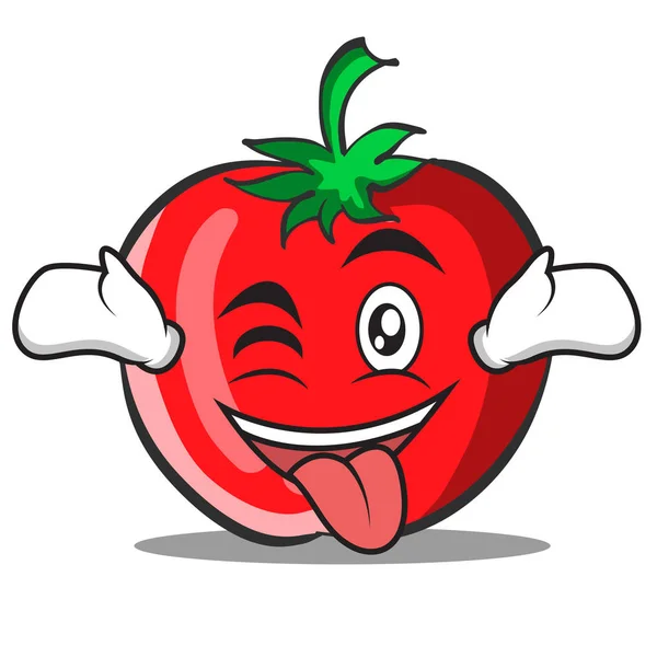 Língua para fora com wink tomate personagem coleção de desenhos animados — Vetor de Stock