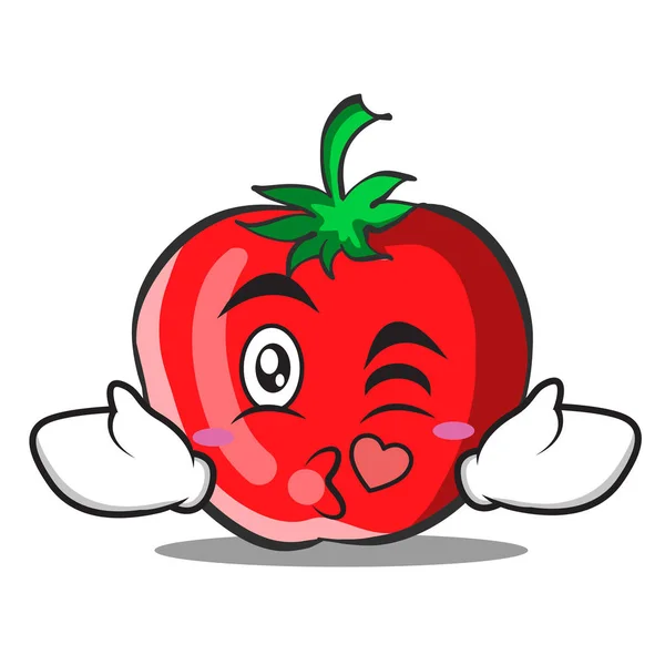 Beijar coração tomate personagem cartoon coleção — Vetor de Stock