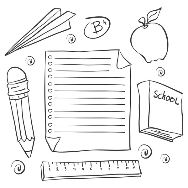 Desenho à mão escola estilo doodle — Vetor de Stock