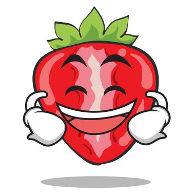 Çilek karakter karikatür tarzı sırıtarak