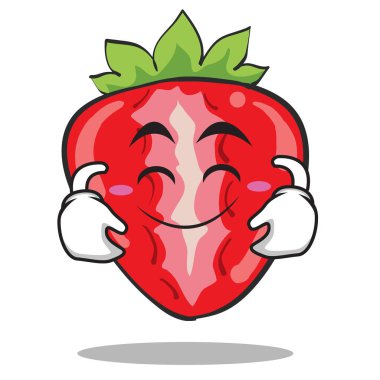 Sevimli gülümseme çilek karakter karikatür tarzı