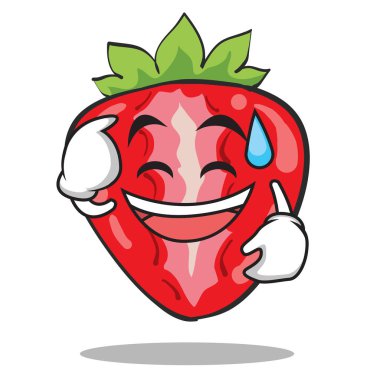 Gülümseme çilek karakter karikatür tarzı ter