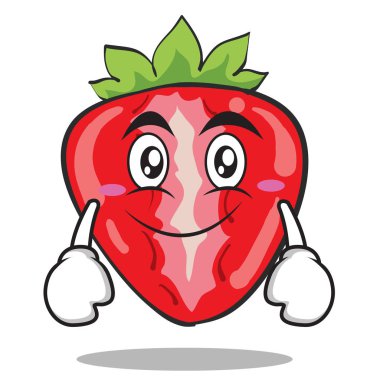 Çilek karakter karikatür tarzı gülümse