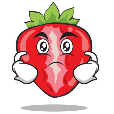 Ciddi çilek karakter karikatür tarzı