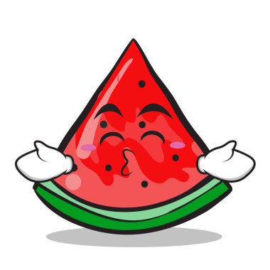 Öpüşme gözleri karpuz karakter karikatür tarzı kapalı