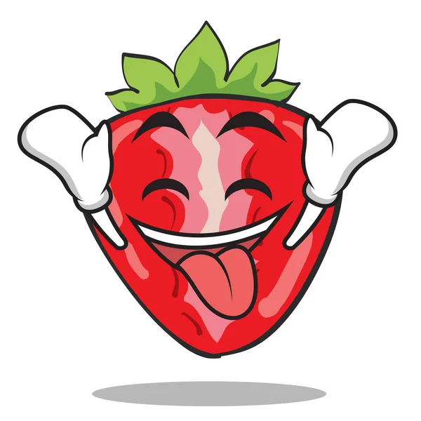 Style de dessin animé personnage de fraise extatique — Image vectorielle