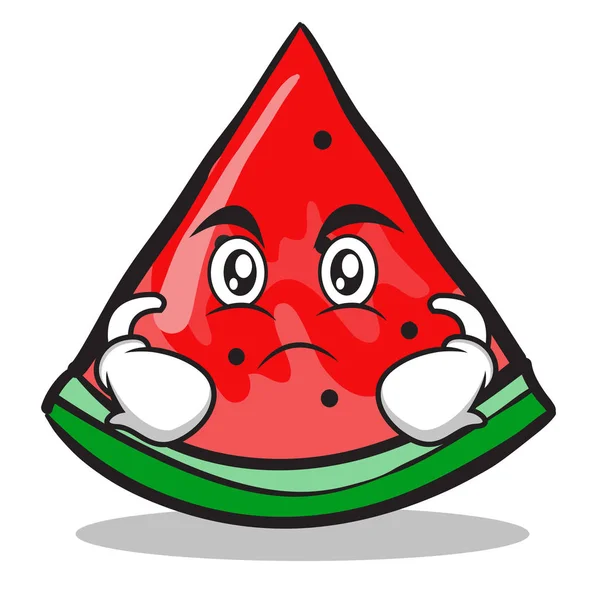 Serious watermelon character cartoon style — Stock Vector