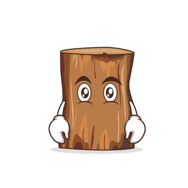 Düz yüz ağaç gövde karakter karikatür