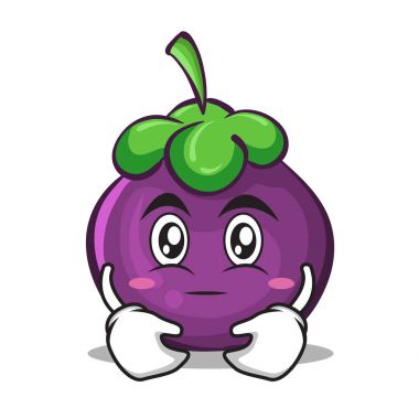Mangosteen karakter karikatür tarzı sarılma