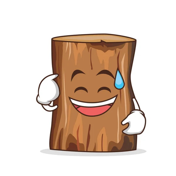 Suor sorriso árvore tronco personagem desenho animado — Vetor de Stock