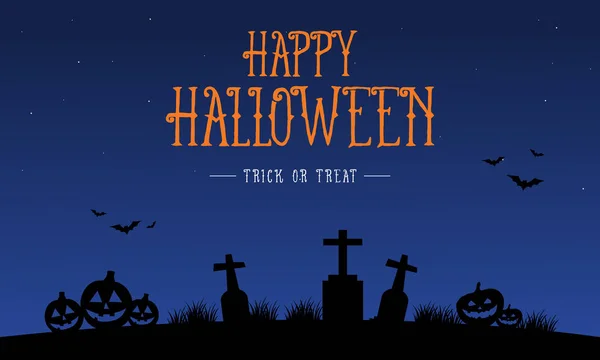 Cartão de Halloween feliz com sepultura — Vetor de Stock