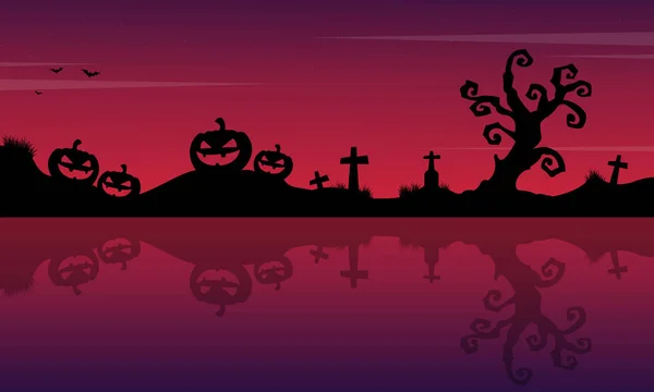 Halloween nacht achtergrond met pompoen — Stockvector