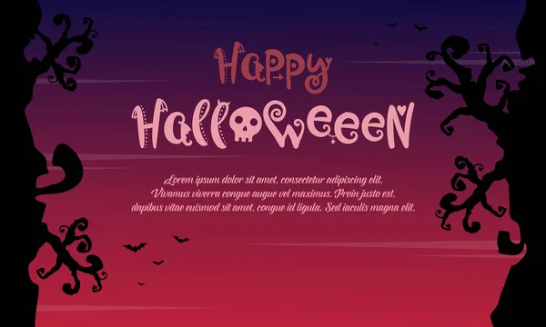 Happy Halloween met boom stijl achtergrond — Stockvector