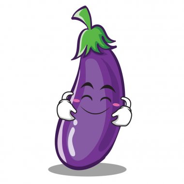 Sevimli gülümseme patlıcan karakter karikatür tarzı