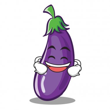 Patlıcan karakter karikatür tarzı sırıtarak