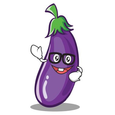 Geek patlıcan karakter karikatür tarzı