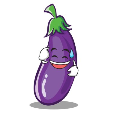 Gülümseme patlıcan karakter karikatür tarzı ter