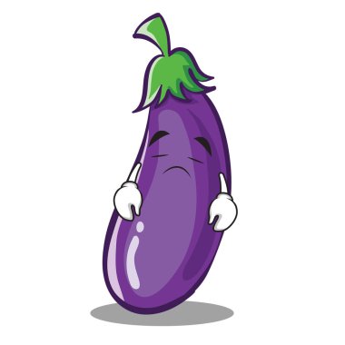 Üzgün patlıcan karakter karikatür tarzı