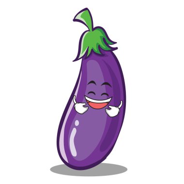 Patlıcan karakter karikatür tarzı gülüyor