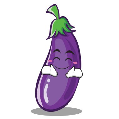 Mutlu patlıcan karakter karikatür tarzı