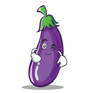 Wink patlıcan karakter karikatür tarzı