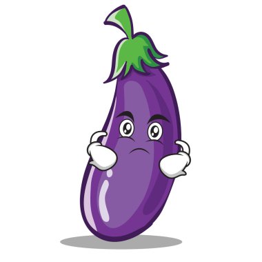 Ciddi patlıcan karakter karikatür tarzı