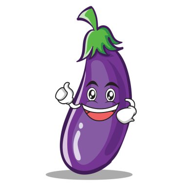 Enthusias patlıcan karakter karikatür tarzı