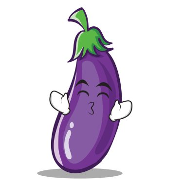 Gülümseme gözleri patlıcan karakter karikatür tarzı öpüşme