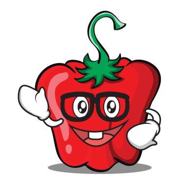 Geek kırmızı biber karakter karikatür
