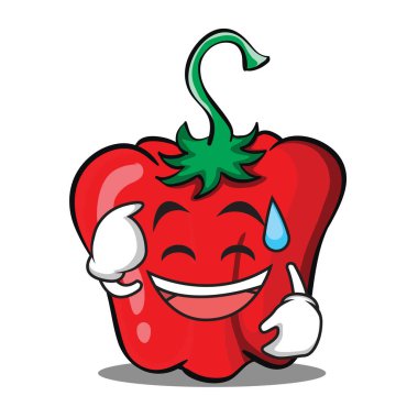 Gülümseme kırmızı biber karakter karikatür ter